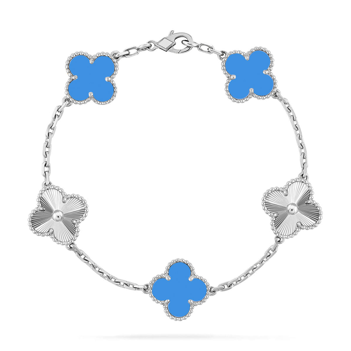 [Sprite Jewelry]New CLOVER 5 MOTIF BLUE AGATE BRACELET COLLECTION