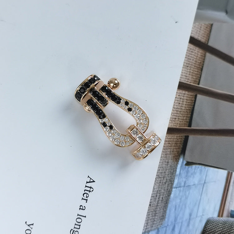 ¡®Sprite Jewelry¡¯FORCE LARGE HORSESHOE BLACK WHITE DIAMOND BRACELET ROSE GOLD