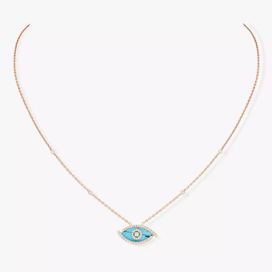 [Sprite Jewelry]Lucky Eye Diamond Necklace in Rose Gold and Turquoise